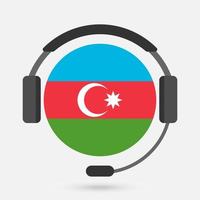bandeira do azerbaijão com fones de ouvido. ilustração vetorial. língua azerbaijana. vetor