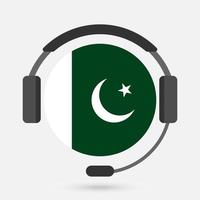 bandeira do Paquistão com fones de ouvido. ilustração vetorial. língua lahnda. vetor