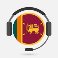 bandeira do sri lanka com fones de ouvido. ilustração vetorial. língua cingalesa. vetor