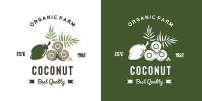 ilustração de logotipo de fruta de coco vintage adequada para loja de frutas e fazenda de frutas