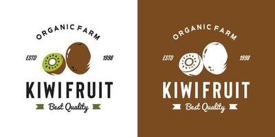 ilustração de logotipo de kiwi vintage adequada para loja de frutas e fazenda de frutas vetor