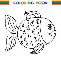 peixe doodle desenhado à mão. animal subaquático. imagem de desenho animado infantil. elemento simples com traço preto grosso. ilustração vetorial isolada no fundo branco. vetor