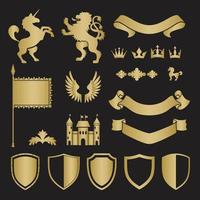 silhuetas de brasão de armas para sinais e símbolos. baseado e inspirado na antiga heráldica vetor