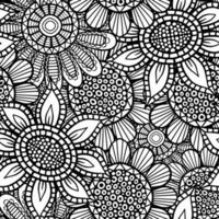 padrão de doodle floral de arte popular sem costura vetor