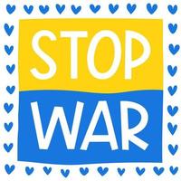pare a guerra na bandeira e nos corações ucranianos. vetor