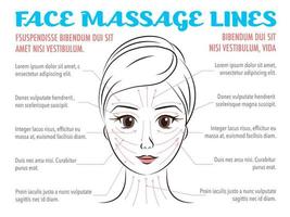 infográfico de linhas e direções de massagem facial vetor