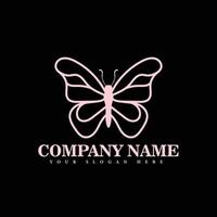 vetor premium de modelo de design de logotipo rosa borboleta