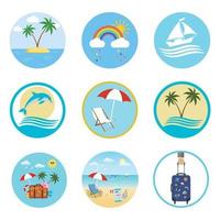 conjunto de ilustração de ícones de verão vetor