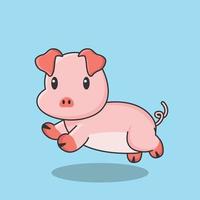 fazenda de porcos personagem de desenho animado rosa ícone fofo desenho animal de estimação vetor plano halal animal leitão porquinho arte do ícone