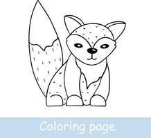 bonito desenho de raposa para colorir. aprender a desenhar animais. arte de linha vetorial, desenho à mão. livro de colorir para crianças vetor