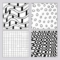 conjunto de padrões geométricos de elementos desenhados à mão. de fundo vector de listras, pontos, círculos em preto sobre fundo branco. design minimalista moderno