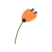 flor delicada laranja desenhada à mão vetor