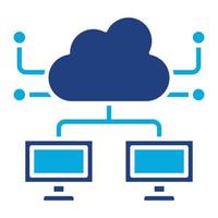 ícone de duas cores de glifo de computação em nuvem vetor