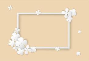 arte de papel de flores brancas e moldura quadrada vetor