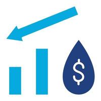 ícone de duas cores de glifo de diminuição do preço do petróleo vetor
