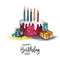 design de cartão de bolo de aniversário de celebração bonita vetor