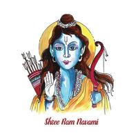 shri ram navami festival arco e flechas design de cartão em aquarela vetor