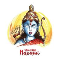 lord rama shree ram navami festival deseja cartão de fundo aquarela vetor