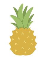 vector clipart de frutas de abacaxi tropical. ilustração de folhagem da selva. planta exótica plana desenhada à mão isolada no fundo branco. ilustração de comida de verão saudável infantil brilhante.