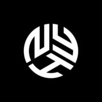 design de logotipo de carta nyh em fundo preto. conceito de logotipo de letra de iniciais criativas nyh. nyh design de letras. vetor