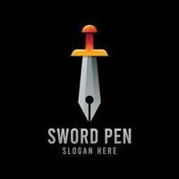 logotipo do advogado, espada gradiente com design de logotipo de caneta vetor