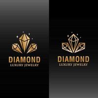 jóias com diamantes de luxo logotipo dourado duas versões vetor