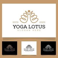 modelo de vetor de design de logotipo de saúde de pessoas de lótus de ioga verde, meditação humana em ilustração vetorial de flor de lótus