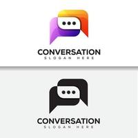 logotipo de conversa de cores moderno. logotipo de comunicação, design de logotipo de bate-papo duas versões