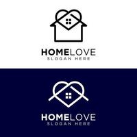 amo o modelo de design de logotipo em casa. casa combinada com símbolo de design de ícone de coração vetor