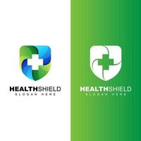 logotipo de escudo saudável, seguro seu modelo de vetor de logotipo gradiente de saúde