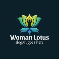 ioga de mulher com lótus para logotipo de spa, modelo vetorial vetor