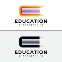 logotipo da escola de educação. lápis com modelo de vetor premuim de design de logotipo de livro