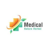 design de logotipo saudável de ervas ou natureza médica, vida saudável, modelo vetorial vetor