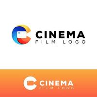 logotipo de cinema de cores moderno, letra inicial c com modelo de vetor de design de logotipo de vídeo de câmera