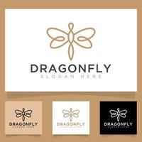logotipo dourado de libélula, elemento de logotipo elegante minimalista de borboleta inseto mosca