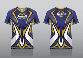 Jersey esport design de jogos vista frontal e traseira vetor