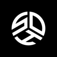 design de logotipo de carta soh em fundo preto. conceito de logotipo de letra de iniciais criativas soh. soh design de letras. vetor