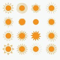 conjunto de coleção sunburst de diferentes tipos vetor