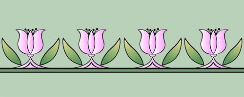 borda de primavera delicada, padrão de borda com tulipas cor de rosa