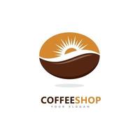 logotipo de vetor minimalista de café. modelo de logotipo de grãos de café