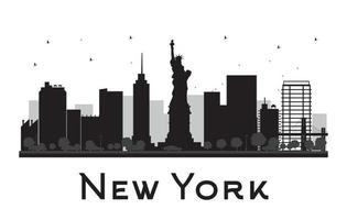 silhueta preto e branco do horizonte da cidade de nova york. vetor