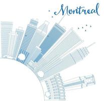 contorno do horizonte de montreal com edifícios azuis e copie o espaço. vetor