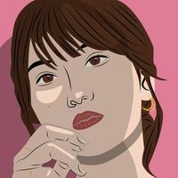 retrato de arte de mulher bonita com fundo rosa. ilustração vetorial vetor