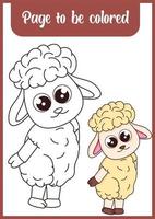 página para colorir para criança. ovelhas fofas vetor