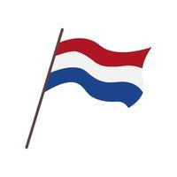 acenando a bandeira do país da Holanda. bandeira tricolor holandesa isolada no fundo branco. ilustração vetorial plana vetor