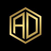 vetor de design de logotipo hexágono de anúncio de letra inicial dourada