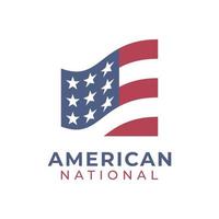 vetor de design de logotipo quadrado de vibração de bandeira americana