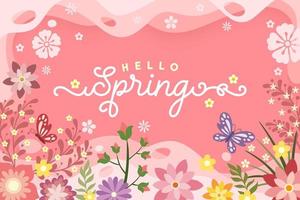 cartaz floral '' olá primavera '' vetor