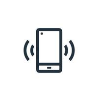 o ícone de telefone tocando é isolado em um fundo branco. símbolo de telefone móvel para aplicativos da web e móveis. sinal de vetor de linha de smartphone.