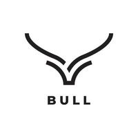 longhorn boi touro vaca gado linha arte design de logotipo vetor